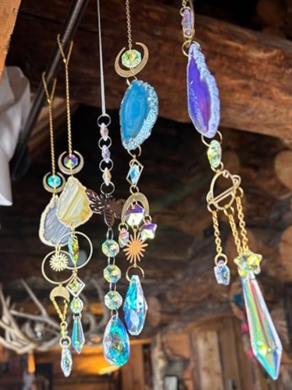 1 Pc Hanging Light Catcher Natural Stone Rainbow Suncatcher Indoor Outdoor Decor - Picture 3 of 3